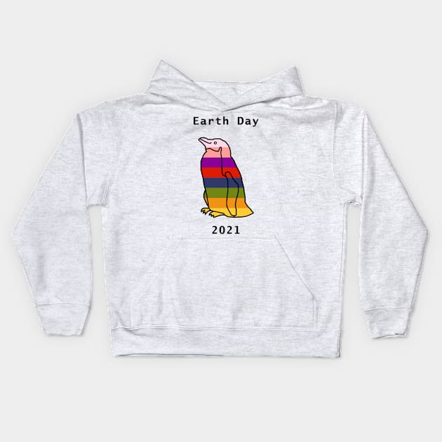 Rainbow Penguin for Earth Day 2021 Kids Hoodie by ellenhenryart